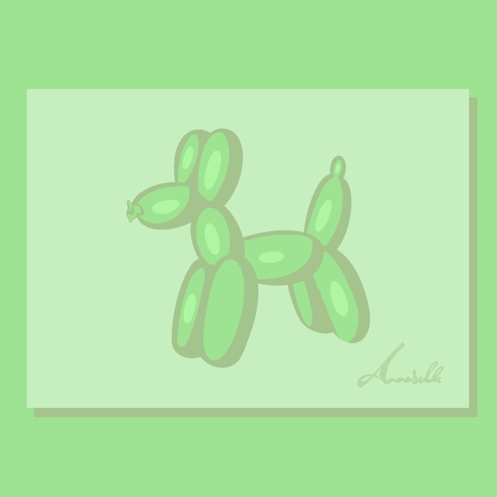 Green Balloon Dog Postcard