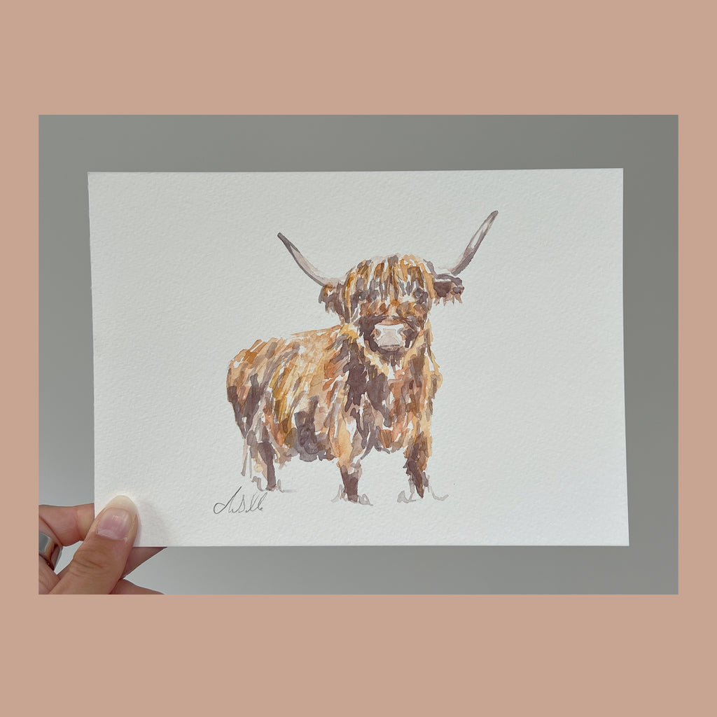 Short n' Sweet Highland Cow - An Original Watercolour Painting