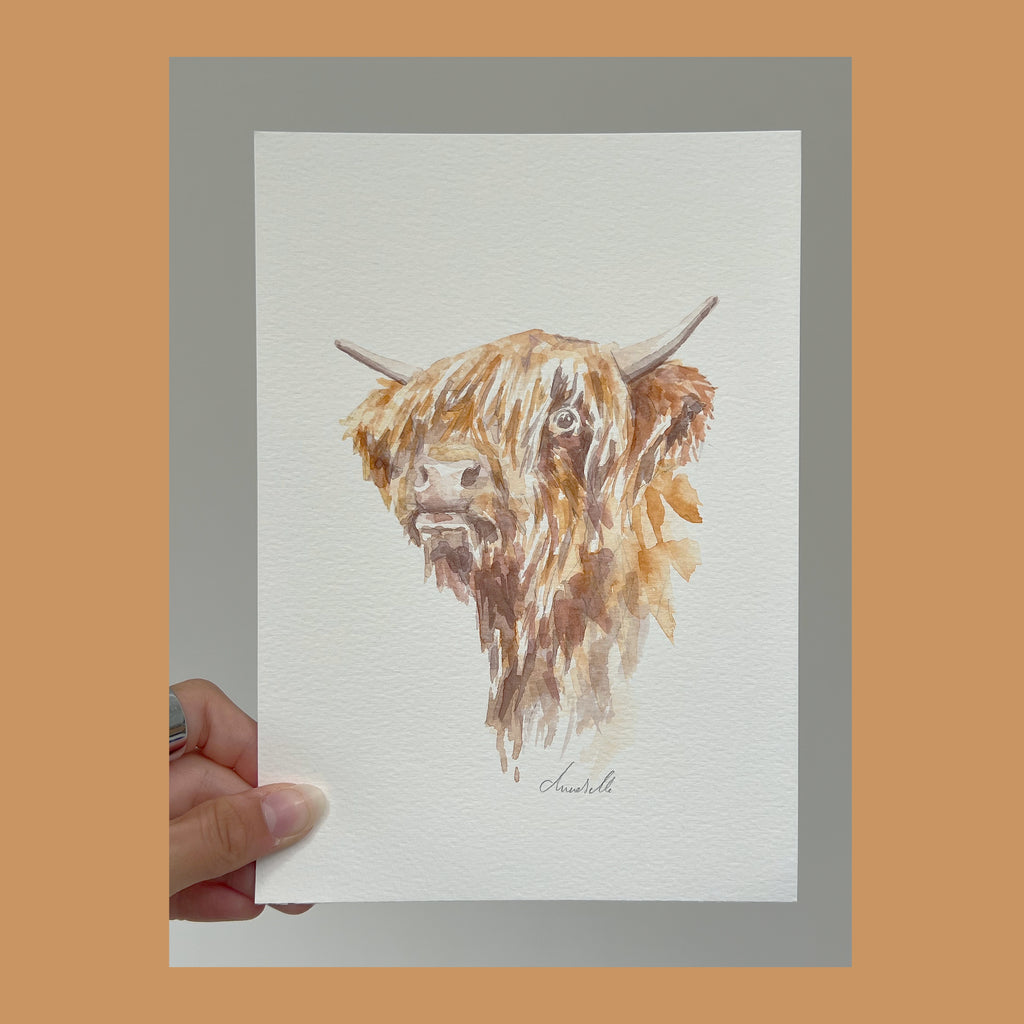 Proud Highland Cow - An Original Watercolour Painting