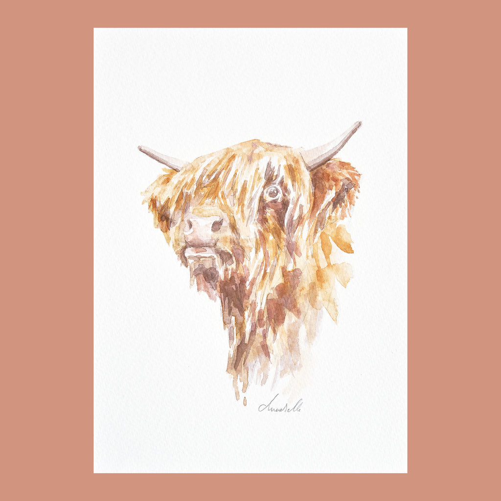 Proud Highland Cow - An Original Watercolour Painting